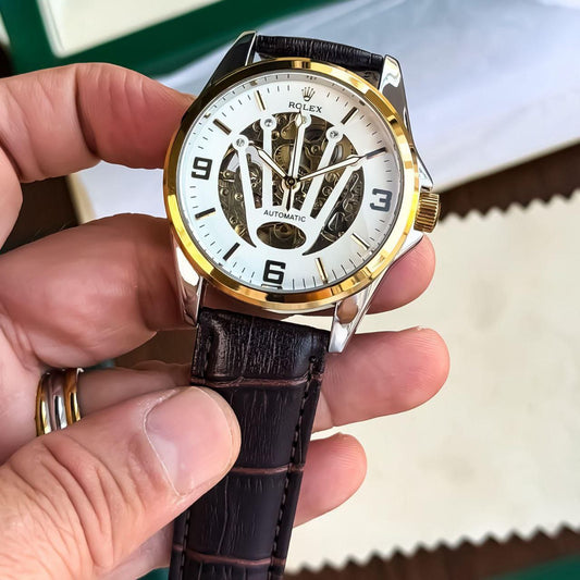 ROLEX AUTOMATIC – SILVER GOLD BROWN SKELETON EDITION