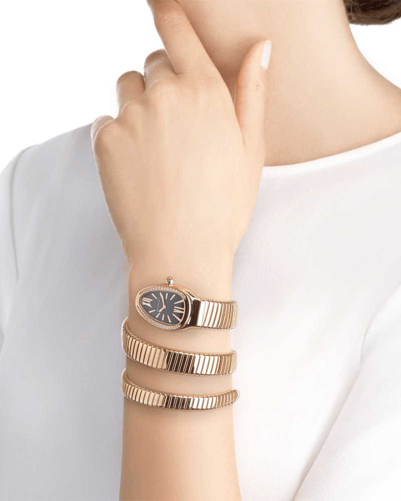 Bvlgari Serpenti Black Dial Rose Watch