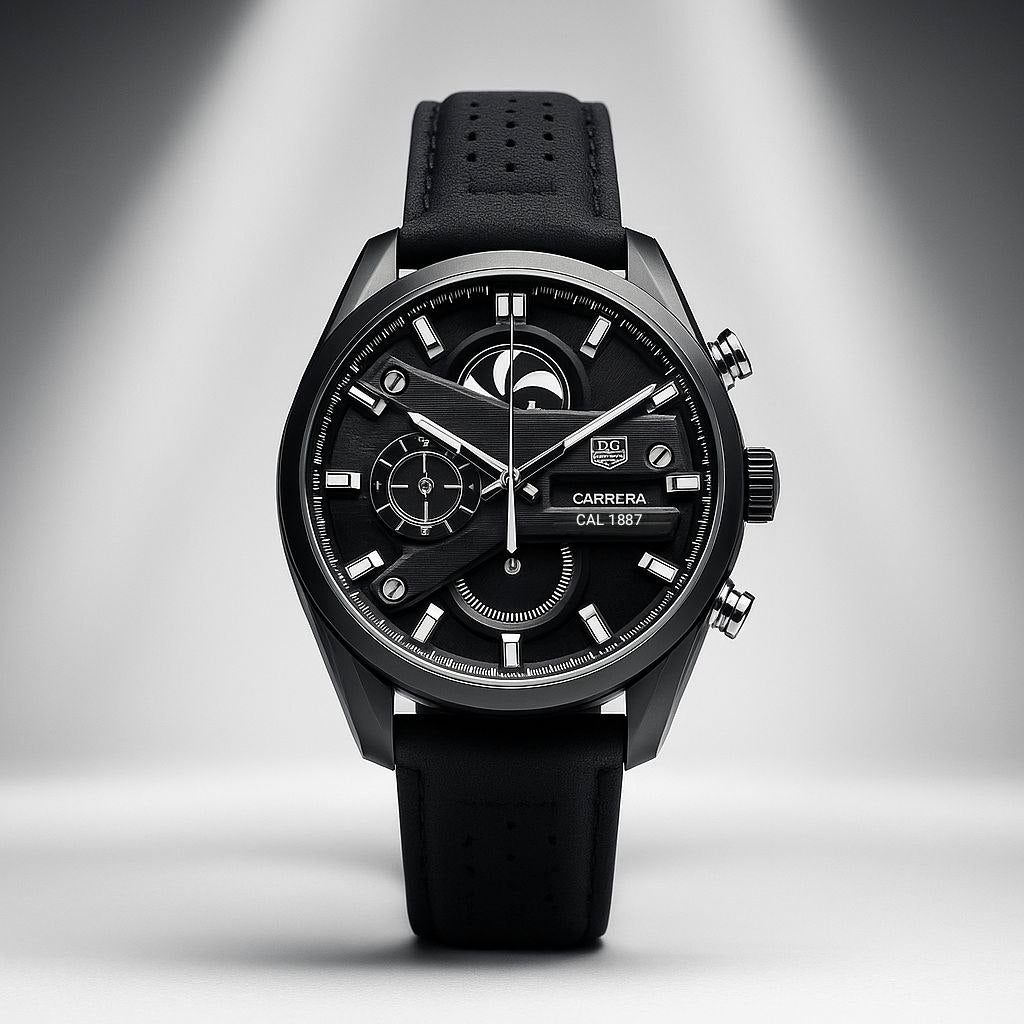 TAG Heuer CR7 Black Dial Black Leather Strap Chronograph Watch for Men