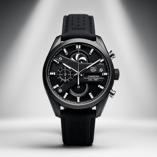 TAG Heuer CR7 Black Dial Black Leather Strap Chronograph Watch for Men