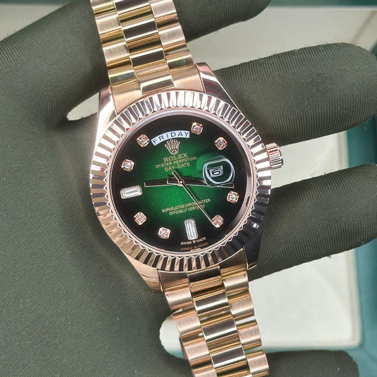 ROLEX DAY-DATE – GREEN DIAMOND ROSE GOLD