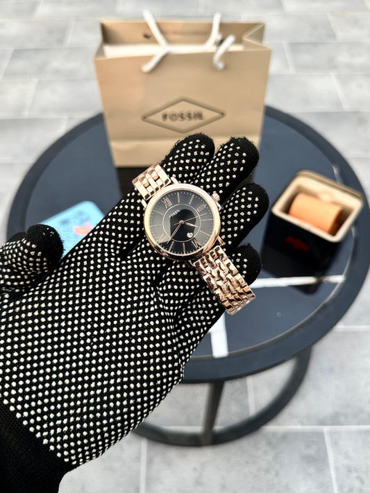 FOSSIL WOMEN – BLACK DIAL ROSE GOLD EDITION