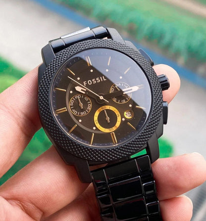 Fossil Black Multifunction Dial Stainless Steel Watch for Men