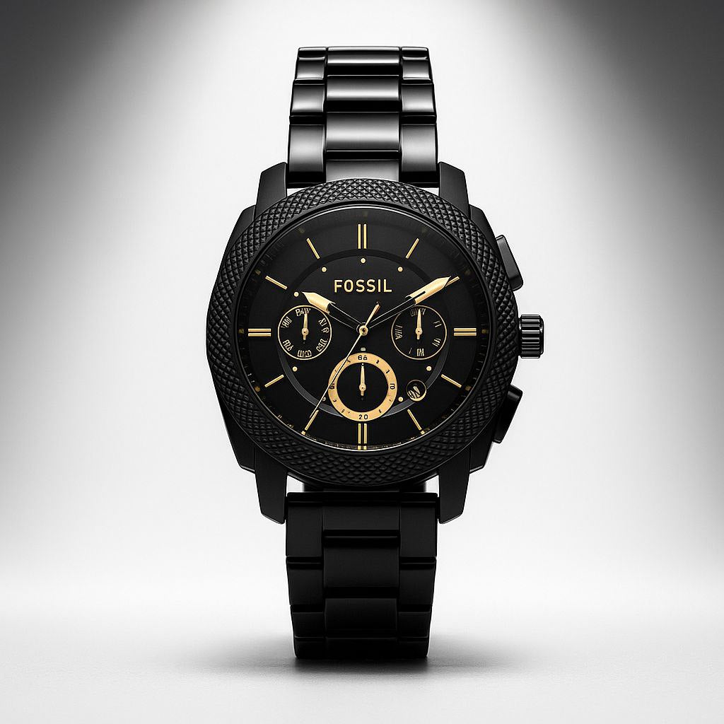 Fossil Black Multifunction Dial Stainless Steel Watch for Men