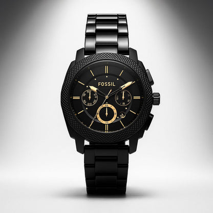 Fossil Black Multifunction Dial Stainless Steel Watch for Men