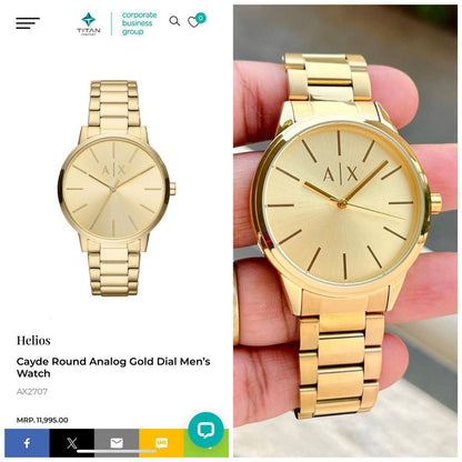 Armani Exchange Elegant Gold Tone Men's Watch