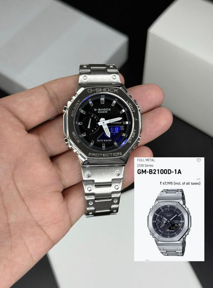 Casio G-Shock Full Metal Silver Analog-Digital Watch for Men