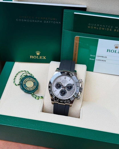Rolex Daytona Silver Dial Oysterflex Strap Chronograph Watch