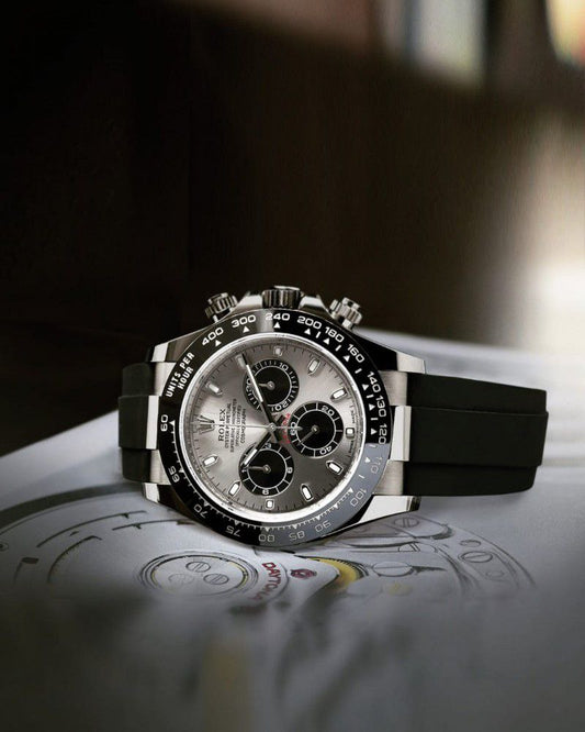 Rolex Daytona Silver Dial Oysterflex Strap Chronograph Watch