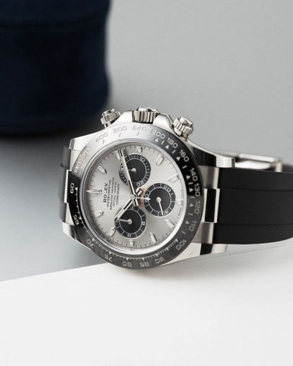Rolex Daytona Silver Dial Oysterflex Strap Chronograph Watch