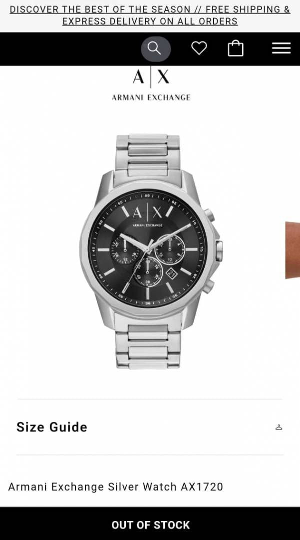 Armani Exchange AX Chronograph Black Dial Stainless Steel Men's Watch