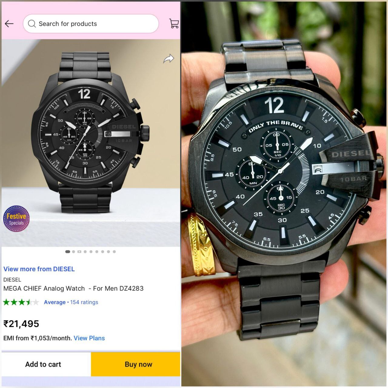 Diesel Mega Chief Grey Chronograph Watch Men