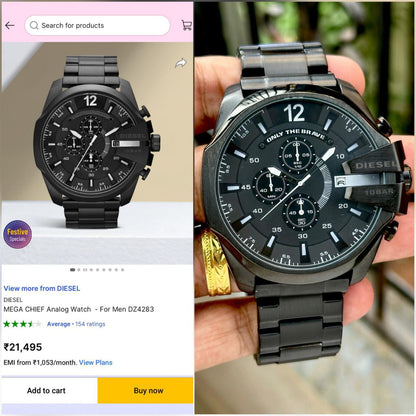 Diesel Mega Chief Grey Chronograph Watch Men