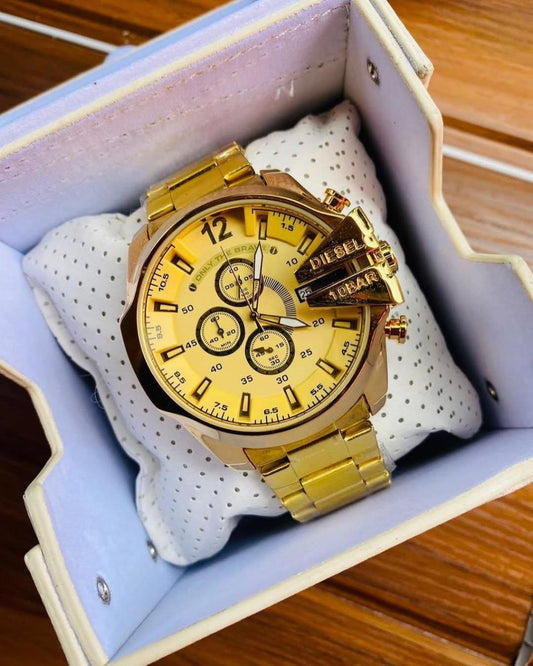 Diesel Gold Tone Chronograph Stainless Steel Watch