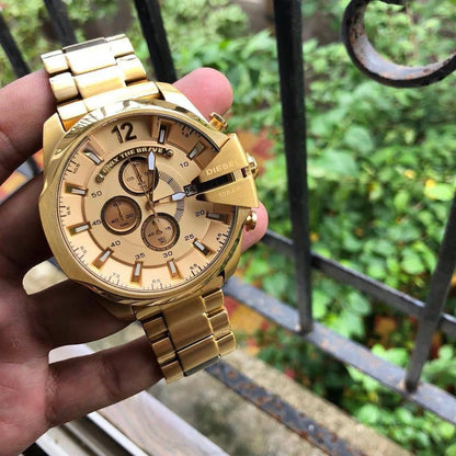 Diesel Gold Tone Chronograph Stainless Steel Watch