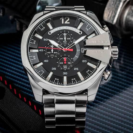 Diesel Mega Chief Silver Black Chronograph Watch