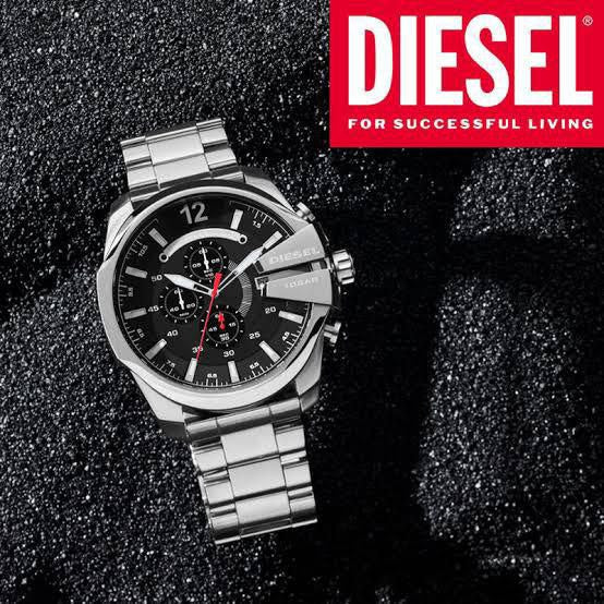Diesel Mega Chief Silver Black Chronograph Watch