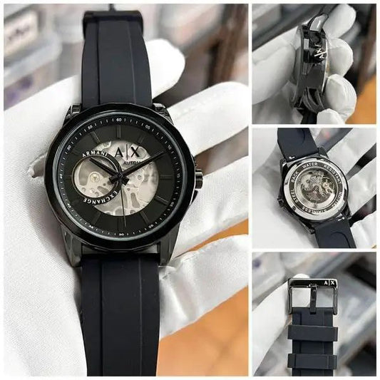 Armani Exchange Automatic Skeleton Black Dial Men's Watch