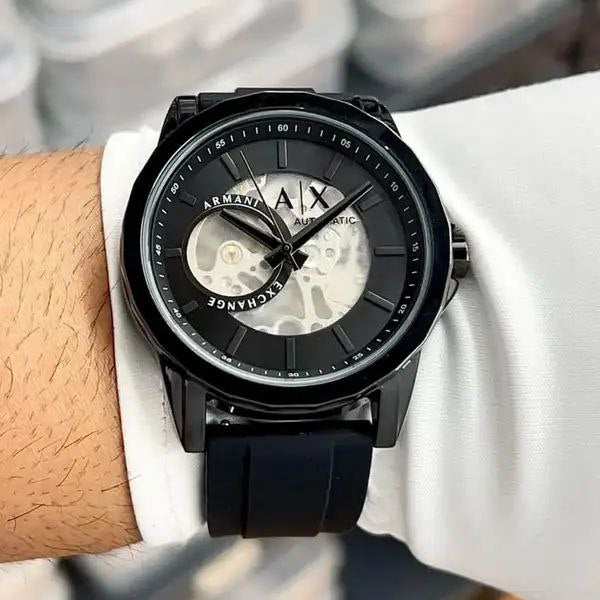 Armani Exchange Automatic Skeleton Black Dial Men's Watch
