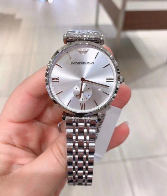 Emporio Armani Silver Minimal Subdial Watch