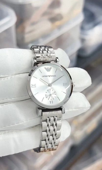 Emporio Armani Silver Minimal Subdial Watch