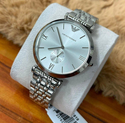 Emporio Armani Silver Minimal Subdial Watch