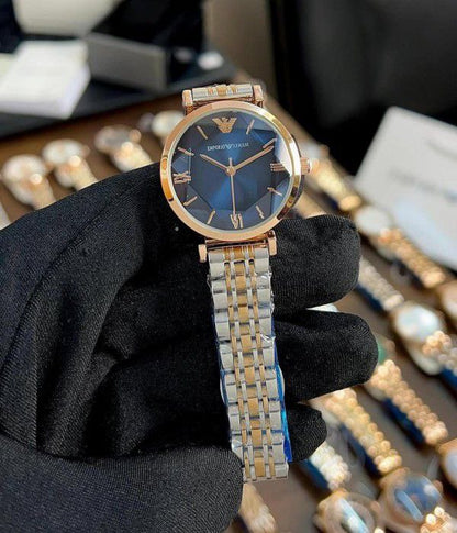 Emporio Armani Blue Dial Two Tone Classic Watch