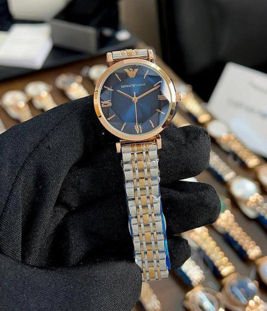 Emporio Armani Blue Dial Two Tone Classic Watch