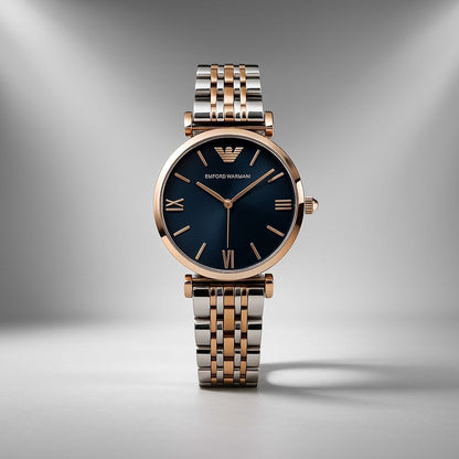 Emporio Armani Blue Dial Two Tone Classic Watch