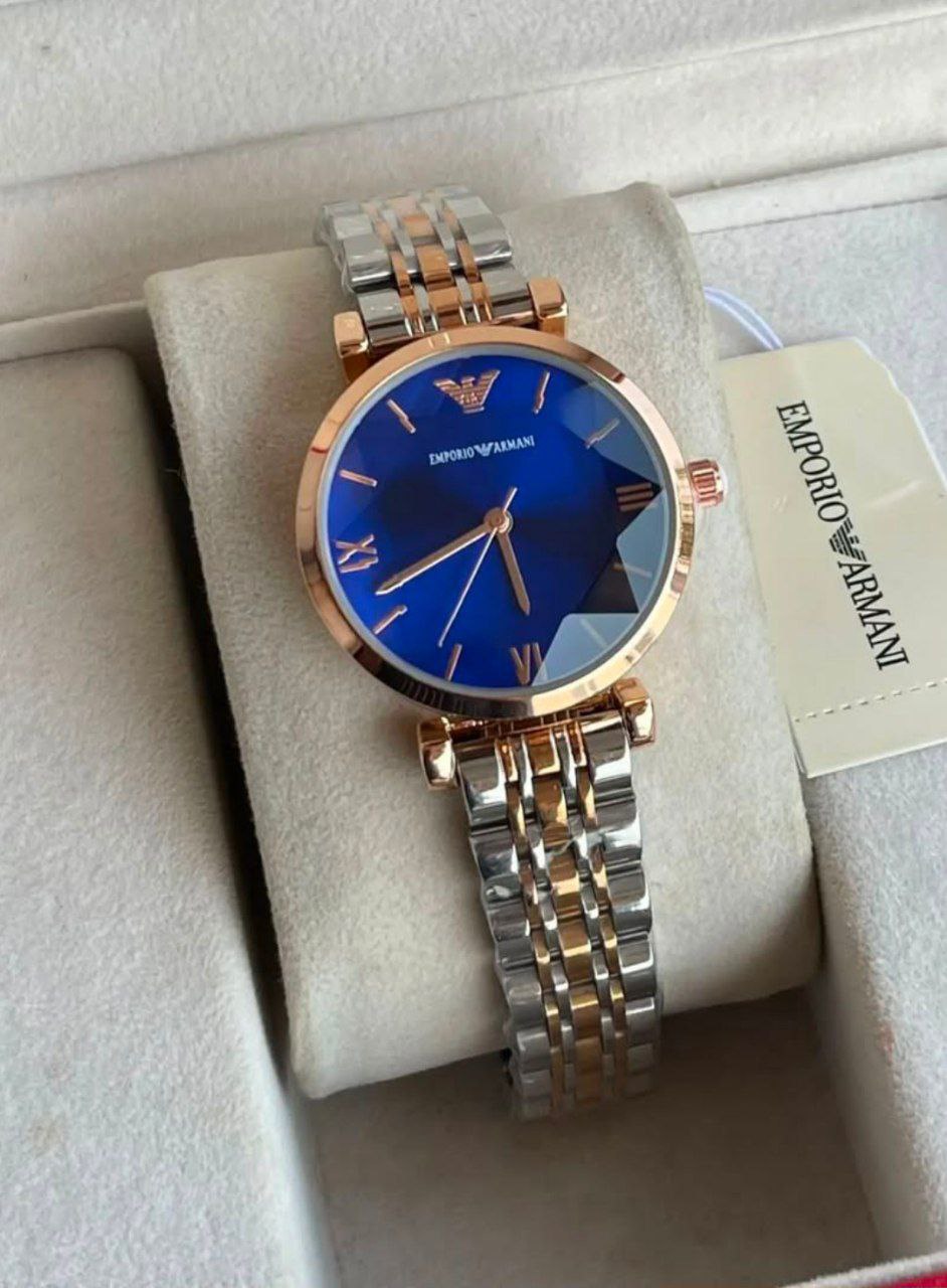Emporio Armani Blue Dial Two Tone Classic Watch