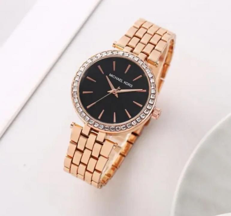 Michael Kors Gold Black Dial Crystal Watch
