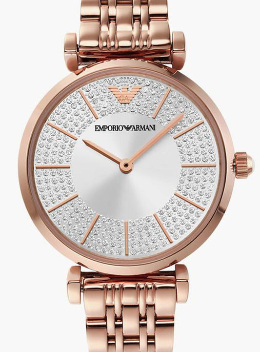 Emporio Armani Rose Gold Crystal Dial Watch
