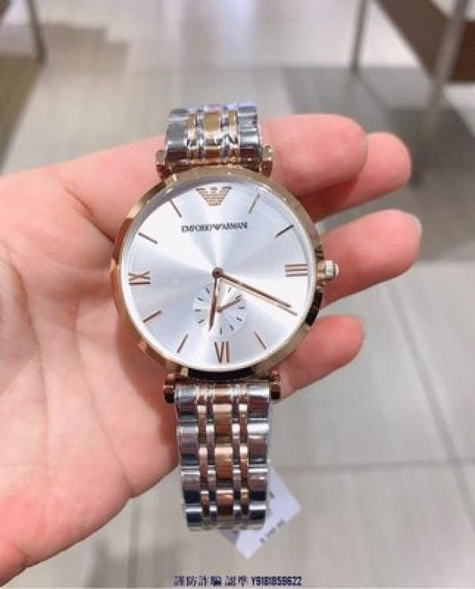 Emporio Armani Two Tone Silver Subdial Watch