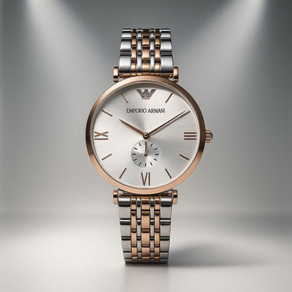 Emporio Armani Two Tone Silver Subdial Watch