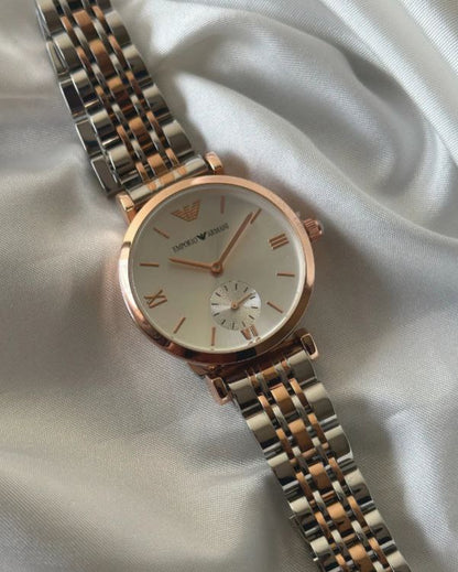 Emporio Armani Two Tone Silver Subdial Watch