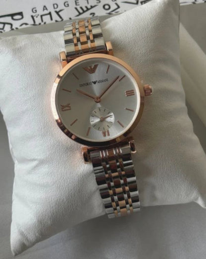 Emporio Armani Two Tone Silver Subdial Watch