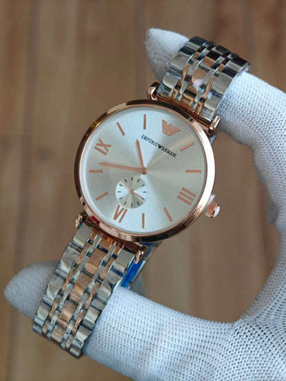 Emporio Armani Two Tone Silver Subdial Watch