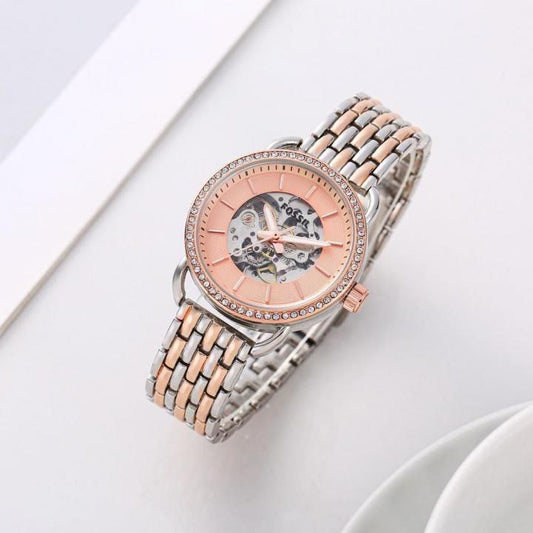 Fossil Rose Gold Skeleton Two Tone Watch