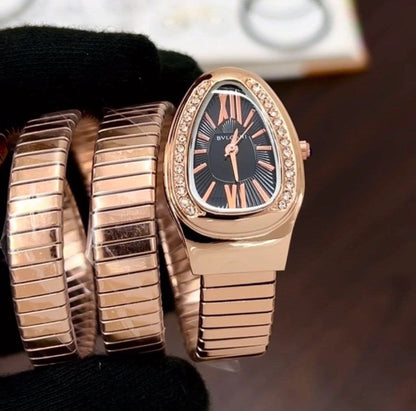 Bvlgari Serpenti Black Dial Rose Watch