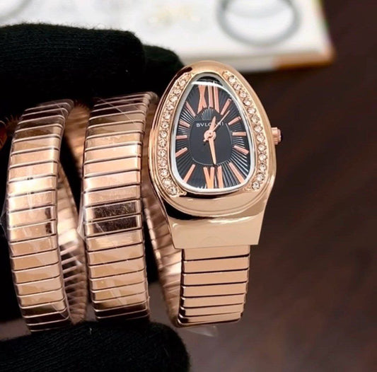 Bvlgari Serpenti Black Dial Rose Watch