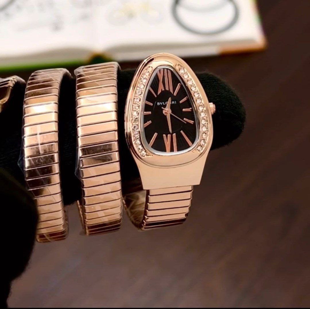 Bvlgari Serpenti Black Dial Rose Watch