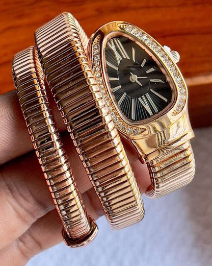 Bvlgari Serpenti Black Dial Rose Watch
