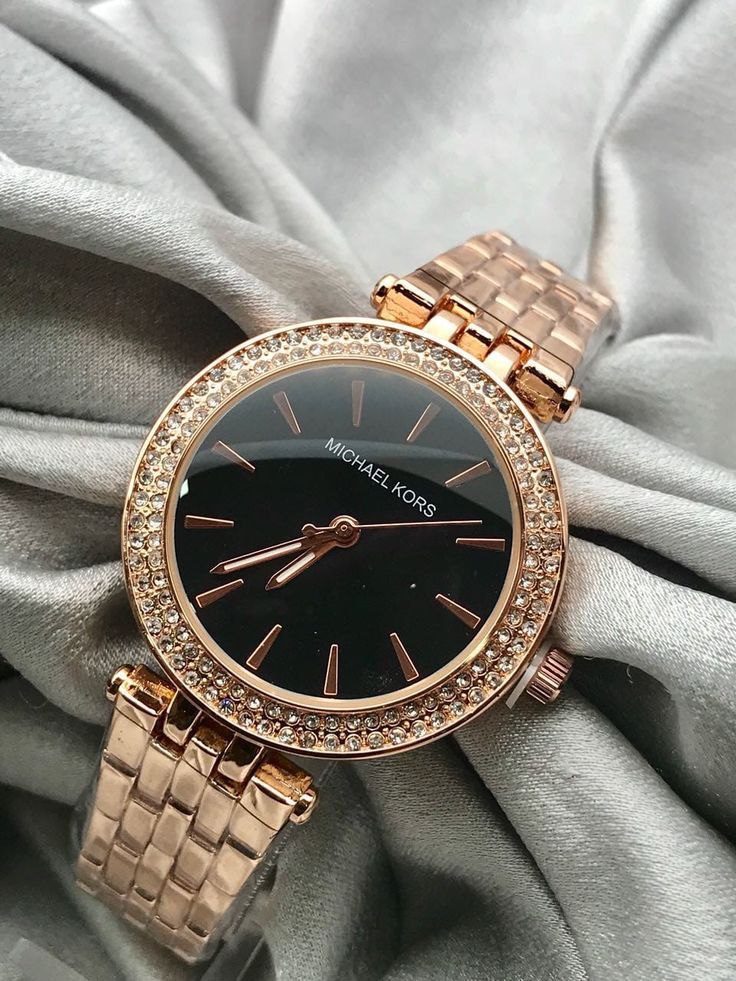 Michael Kors Gold Black Dial Crystal Watch