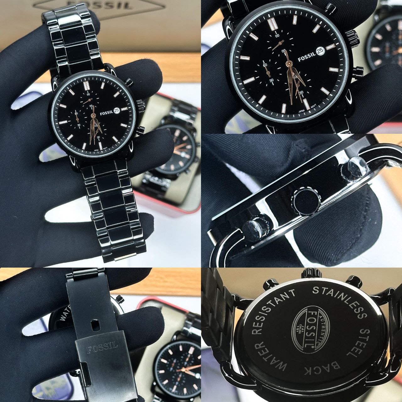FOSSIL FULL BLACK CHRONO METAL