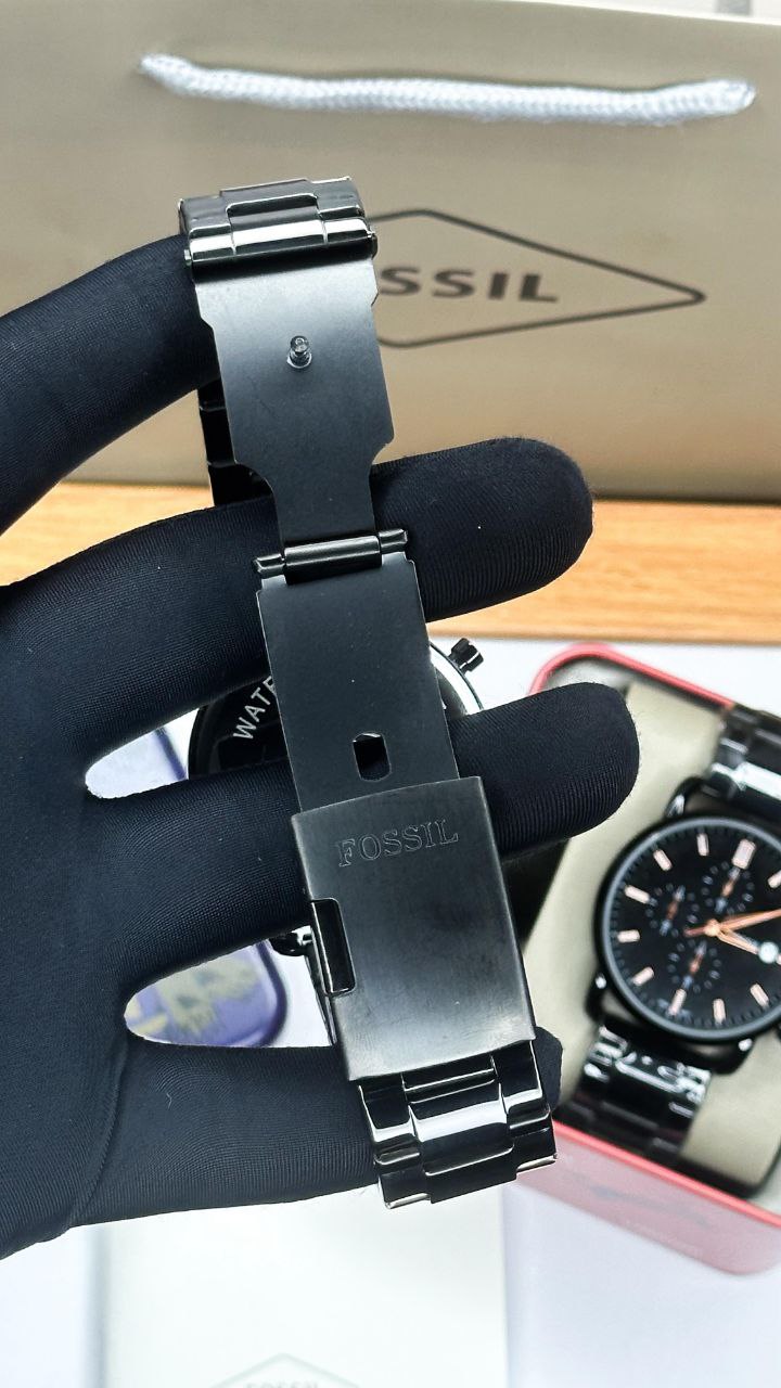 FOSSIL FULL BLACK CHRONO METAL