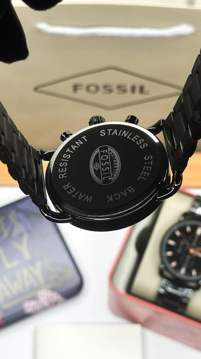 FOSSIL FULL BLACK CHRONO METAL