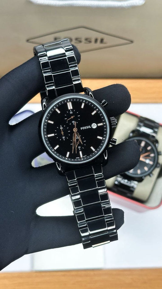 FOSSIL FULL BLACK CHRONO METAL