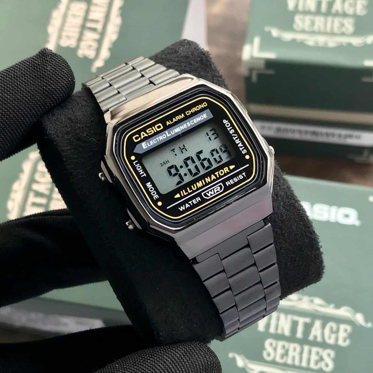 Casio Vintage Black Digital Steel Watch