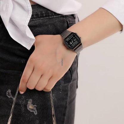 Casio Vintage Black Digital Steel Watch