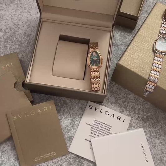 Bvlgari Serpenti Green Dial Gold Watch